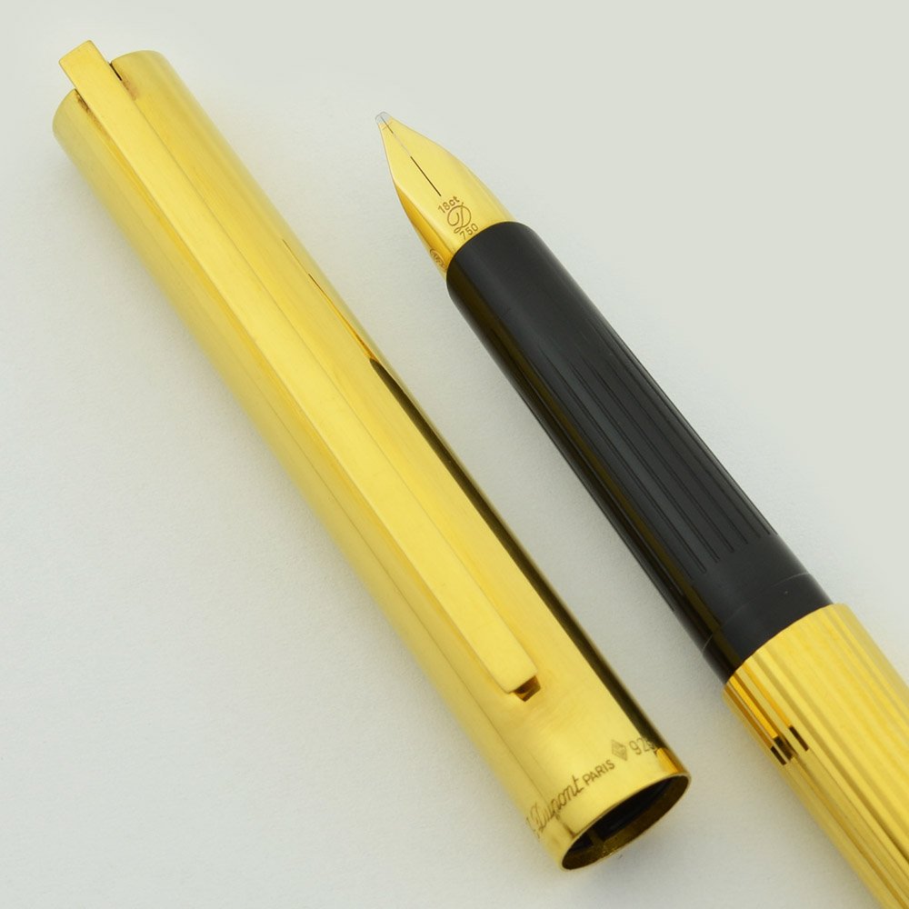 S T Dupont Classique Fountain Pen - Vermeil, 18k Broad (Near Mint